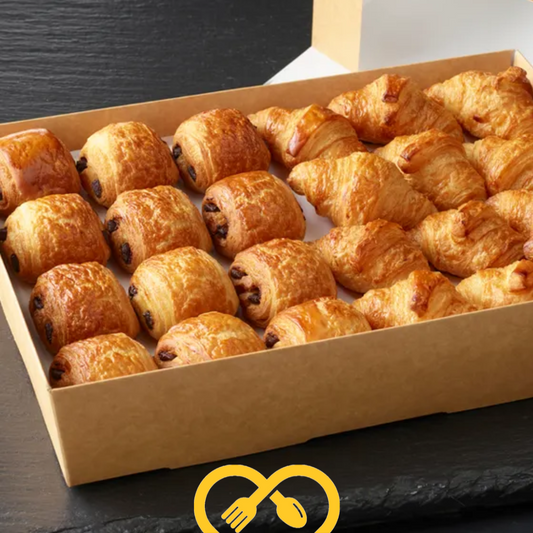 Plateau de mini croissants et mini pains au chocolat | 20pcs