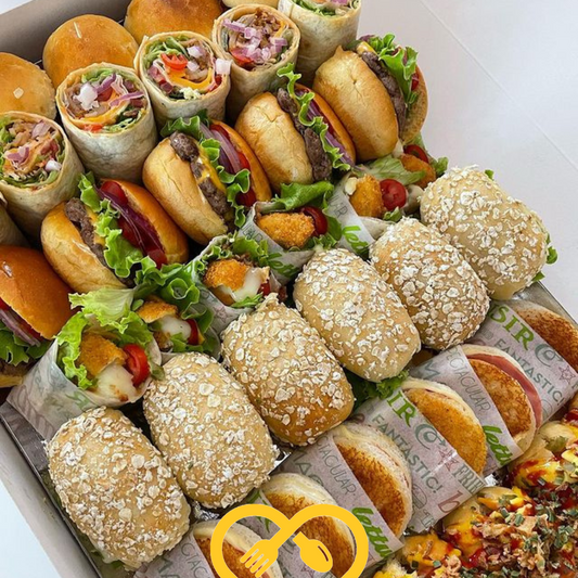 Plateau Burger, Long chicken, wrap, croque-monsieur, hot-dog | 42 pcs