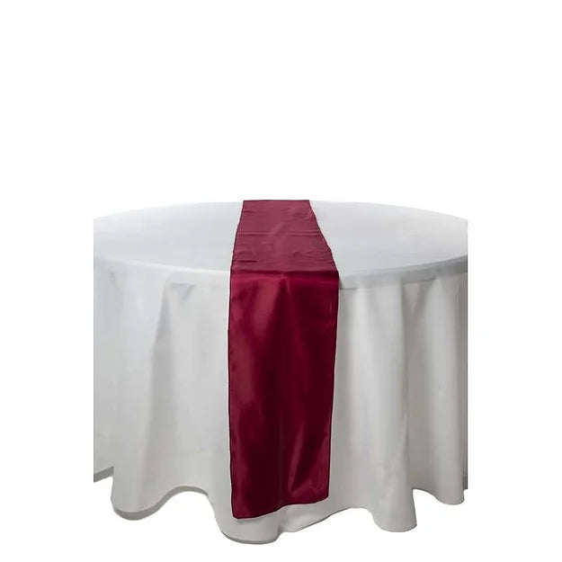 CHEMIN DE TABLE SATIN - ROUGE BORDEAUX