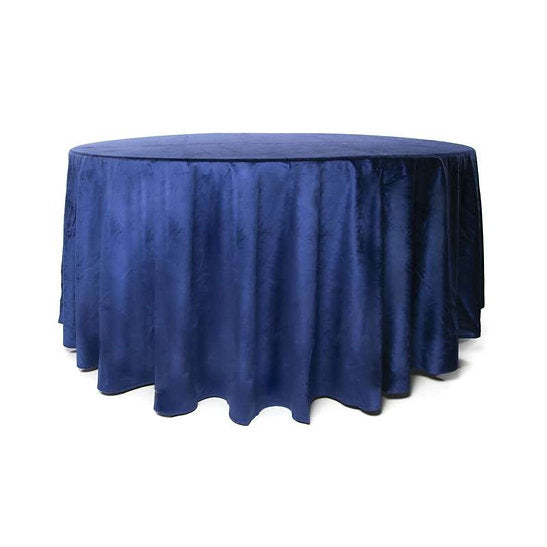 NAPPE RONDE UNIE 280CM - VELOURS BLEU NUIT