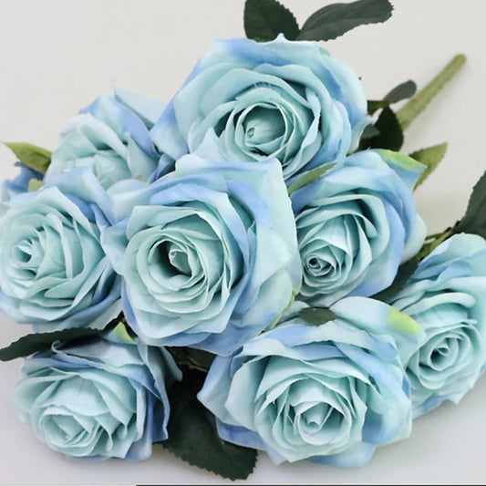 BOUQUET DE ROSES - 10 PCS - BLEU CLAIR