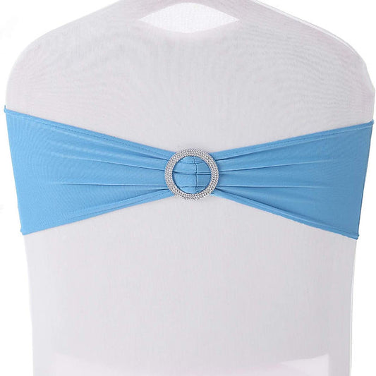 NOEUD LYCRA + BROCHE - BLEU CIEL