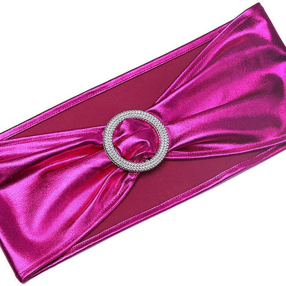 NOEUD LYCRA + BROCHE - FUCHSIA MÉTALLISÉ