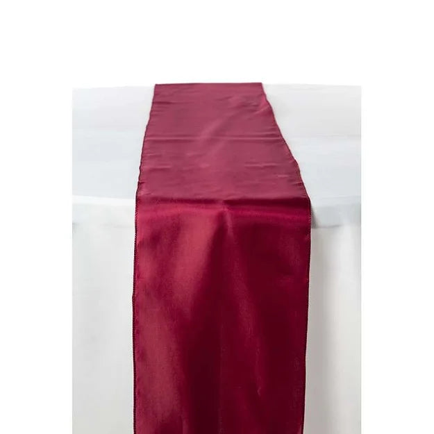 CHEMIN DE TABLE SATIN - ROUGE BORDEAUX