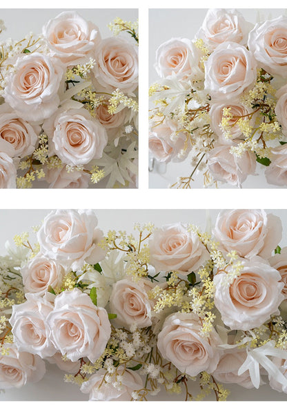 CHEMIN DE FLEURS - 100CM / CREME ROSE NUANCE