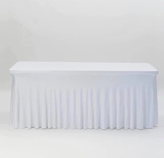 Nappe rectangulaire juponnée lycra - blanc